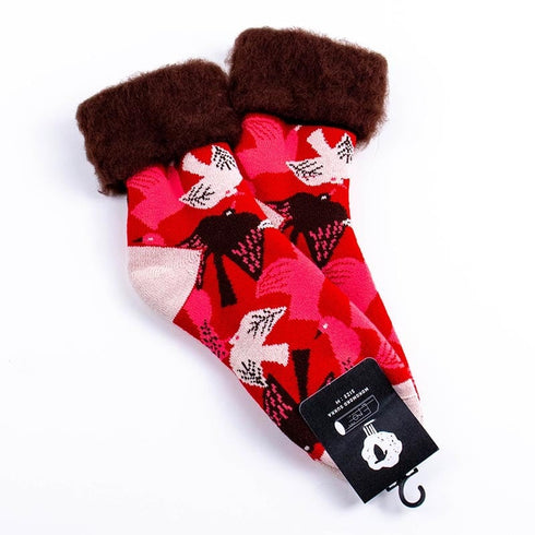 ソックス fromF モコモコソックス リントゥ/鳥 レッド サイズM 36-38 (22.5ー25cm)TV094MRD